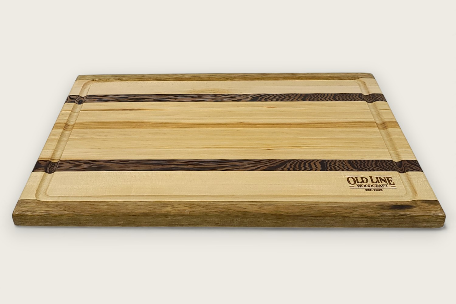 Hickory & Wenge Woodland Board (#215), rectangular edge-grain cutting board with warm hickory tones and tung oil finish.